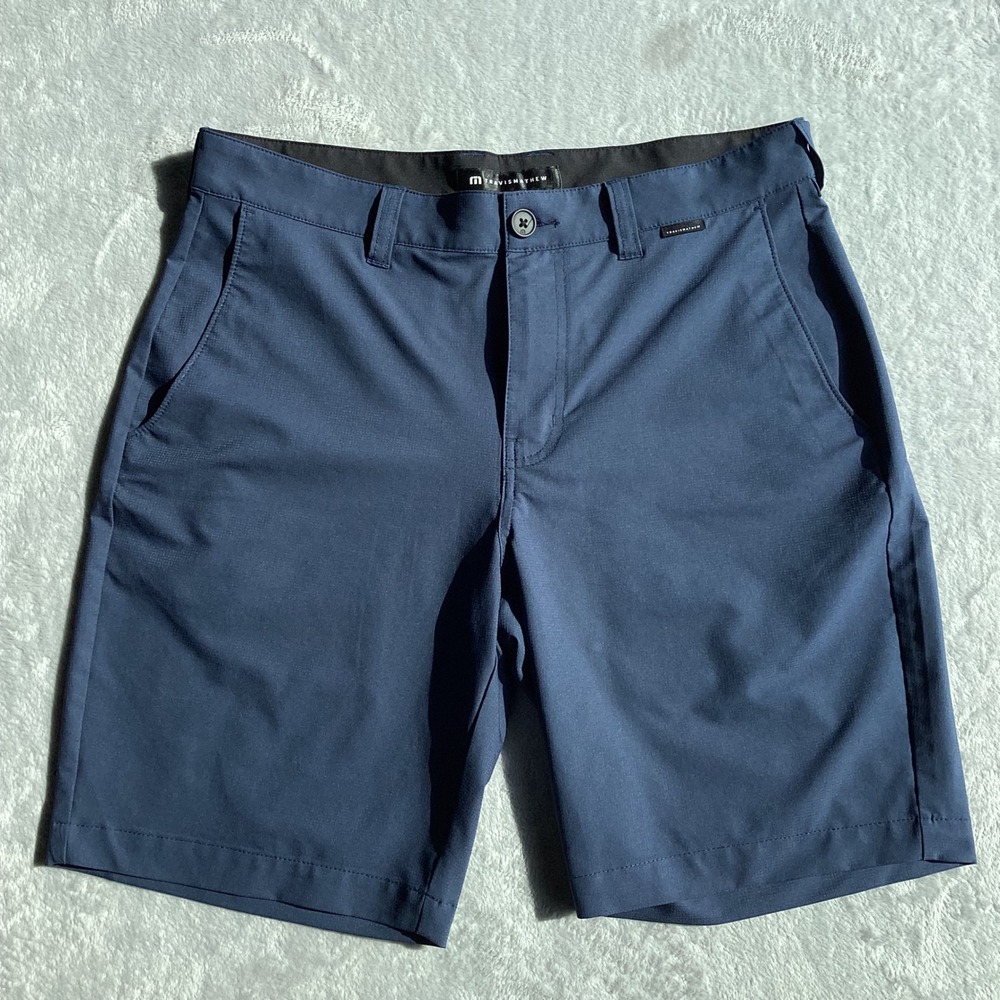 TravisMathew Wanderlust Golf Shorts Mens 32 Navy Blue Excellent Stretch 1MAA189